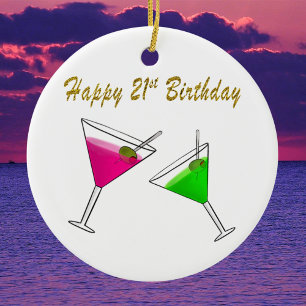 Happy 21st Birthday Martinis Keramisch Ornament
