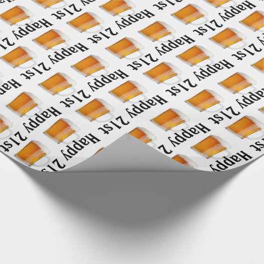 Happy 21st Birthday | Mokken bier Cadeaupapier (Hoek)
