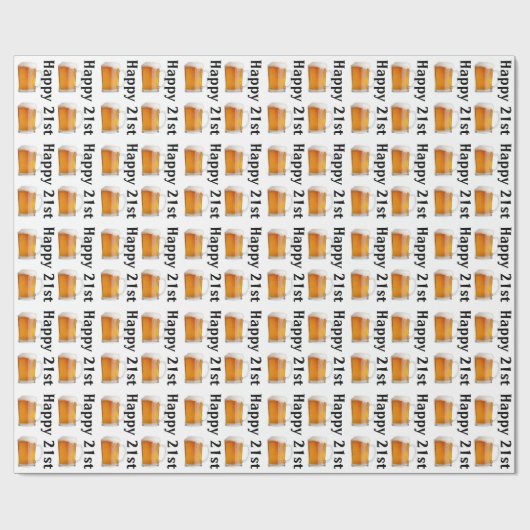 Happy 21st Birthday | Mokken bier Cadeaupapier (Vlak)
