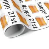 Happy 21st Birthday | Mokken bier Cadeaupapier (Rol Hoek)