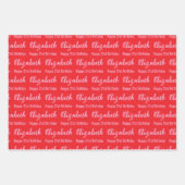 Happy 21st Birthday Name Light Pink and Red Inpakpapier Vel (Voorkant 2)