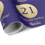 Happy 21st Birthday Navy Blue en Gold Glitter Cadeaupapier<br><div class="desc">Fijne 21ste Birthday Navy Blue en Gold Glitter Wrapping Paper met persoonlijke naam. Voor verdere aanpassing,  te klikken gelieve de knoop "van de Aanpassing het"en ons ontwerphulpmiddel te gebruiken om deze sjabloon te wijzigen.</div>