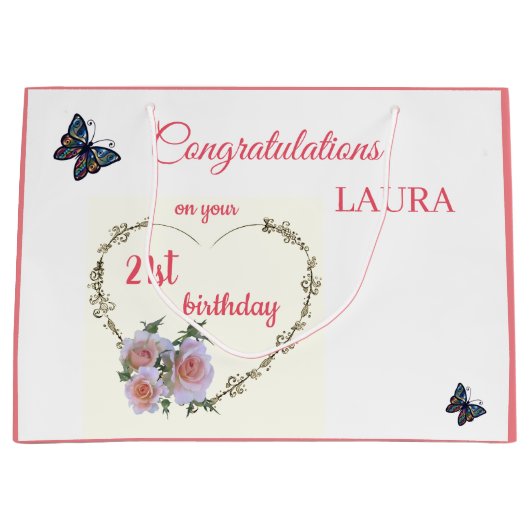 Happy 21st Birthday-ontwerp Groot Cadeauzakje (Voorkant)