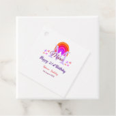 Happy 21st Birthday pink voeg naam monogram regenb Bedankjes Labels (In situ)