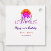 Happy 21st Birthday pink voeg naam monogram regenb Bedankjes Labels (Achterkant)