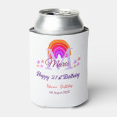 Happy 21st Birthday pink voeg naam monogram regenb Blikjeskoeler (Blikje Voorkant)