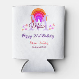 Happy 21st Birthday pink voeg naam monogram regenb Blikjeskoeler