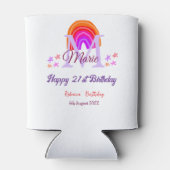 Happy 21st Birthday pink voeg naam monogram regenb Blikjeskoeler (Achterkant)