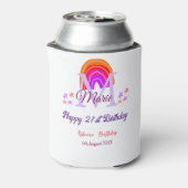 Happy 21st Birthday pink voeg naam monogram regenb Blikjeskoeler (Blikje Achterkant)