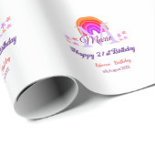 Happy 21st Birthday pink voeg naam monogram regenb Cadeaupapier (Rol Hoek)