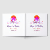 Happy 21st Birthday pink voeg naam monogram regenb Gastenboek (Volledig)