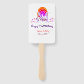 Happy 21st Birthday pink voeg naam monogram regenb Handwaaier (Achterkant)