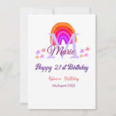 Happy 21st Birthday pink voeg naam monogram regenb Kaart (Voorkant)