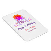 Happy 21st Birthday pink voeg naam monogram regenb Magneet (Rechterzijde)