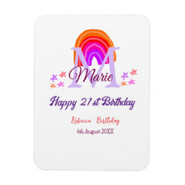 Happy 21st Birthday pink voeg naam monogram regenb Magneet