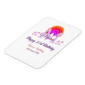 Happy 21st Birthday pink voeg naam monogram regenb Magneet (Linkerzijde)