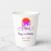 Happy 21st Birthday pink voeg naam monogram regenb Papieren Bekers (Achterkant)