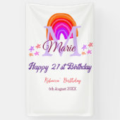 Happy 21st Birthday pink voeg naam monogram regenb Spandoek (Verticaal)