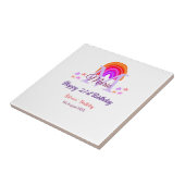 Happy 21st Birthday pink voeg naam monogram regenb Tegeltje (Zijkant)