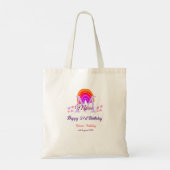 Happy 21st Birthday pink voeg naam monogram regenb Tote Bag (Achterkant)