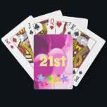 Happy 21st Birthday roze ballonnen Pokerkaarten<br><div class="desc">Fijne 21ste verjaardag! Je hebt de mijlpaal bereikt van volwassen zijn. Wat nu? De kaarten zijn in je voordeel gestapeld,  dus doe wat je maar wilt!</div>