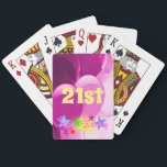 Happy 21st Birthday roze ballonnen Pokerkaarten<br><div class="desc">Fijne 21ste verjaardag! Je hebt de mijlpaal bereikt van volwassen zijn. Wat nu? De kaarten zijn in je voordeel gestapeld,  dus doe wat je maar wilt!</div>