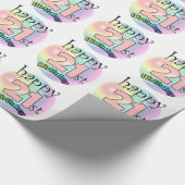 Happy 21st Birthday (roze) Cadeaupapier (Hoek)