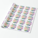 Happy 21st Birthday (roze) Cadeaupapier<br><div class="desc">roze gelukkige 21ste verjaardag. Leuk om te geven als cadeau aan iemand die eenentwintig jaar is geworden. Vrolijk design met regenboog kleuren.</div>