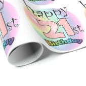 Happy 21st Birthday (roze) Cadeaupapier (Rol Hoek)