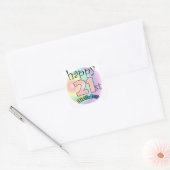 Happy 21st Birthday (roze) Vierkante Sticker (Envelop)