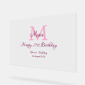 Happy 21st Birthday roze voeg naam monogram modern Acryl Bord (Hoek)
