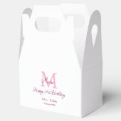 Happy 21st Birthday roze voeg naam monogram modern Bedankdoosjes (Geopend)