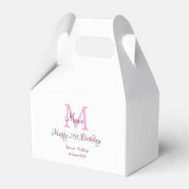 Happy 21st Birthday roze voeg naam monogram modern Bedankdoosjes