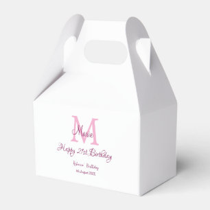 Happy 21st Birthday roze voeg naam monogram modern Bedankdoosjes