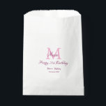 Happy 21st Birthday roze voeg naam monogram modern Bedankzakje<br><div class="desc">mooi design</div>