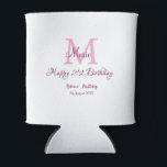 Happy 21st Birthday roze voeg naam monogram modern Blikjeskoeler<br><div class="desc">mooi design</div>