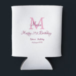 Happy 21st Birthday roze voeg naam monogram modern Blikjeskoeler<br><div class="desc">mooi design</div>