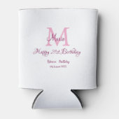 Happy 21st Birthday roze voeg naam monogram modern Blikjeskoeler (Voorkant)