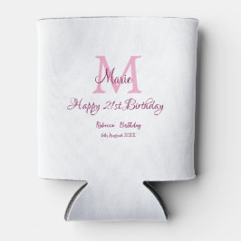Happy 21st Birthday roze voeg naam monogram modern Blikjeskoeler
