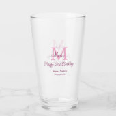 Happy 21st Birthday roze voeg naam monogram modern Glas (Achterkant)