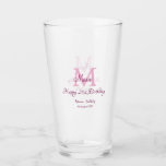 Happy 21st Birthday roze voeg naam monogram modern Glas<br><div class="desc">mooi design</div>