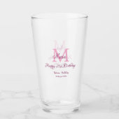 Happy 21st Birthday roze voeg naam monogram modern Glas (Voorkant)