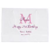 Happy 21st Birthday roze voeg naam monogram modern Groot Cadeauzakje (Achterkant)