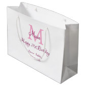 Happy 21st Birthday roze voeg naam monogram modern Groot Cadeauzakje (Achterkant Gekanteld)