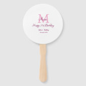 Happy 21st Birthday roze voeg naam monogram modern Handwaaier (Achterkant)