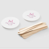 Happy 21st Birthday roze voeg naam monogram modern Handwaaier (Niet-gemonteerd)