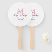 Happy 21st Birthday roze voeg naam monogram modern Handwaaier (Voorkant en achterkant)