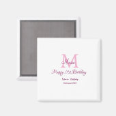 Happy 21st Birthday roze voeg naam monogram modern Magneet (Voorkant / Achterkant)