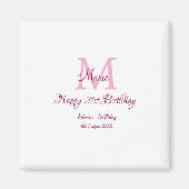Happy 21st Birthday roze voeg naam monogram modern Magneet (Voorkant)