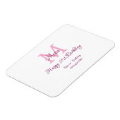 Happy 21st Birthday roze voeg naam monogram modern Magneet (Linkerzijde)